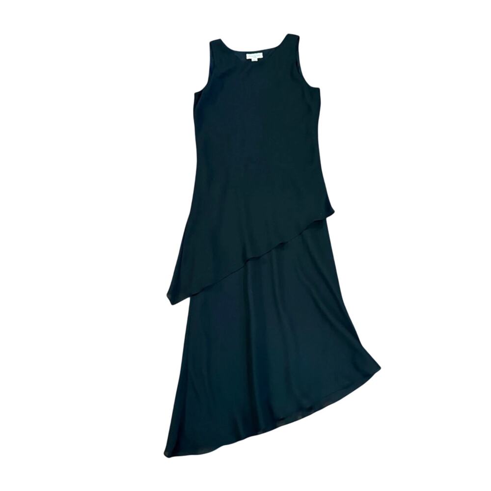Black vintage Amanda Smith asymmetrical formal gown dress wedding guest prom
